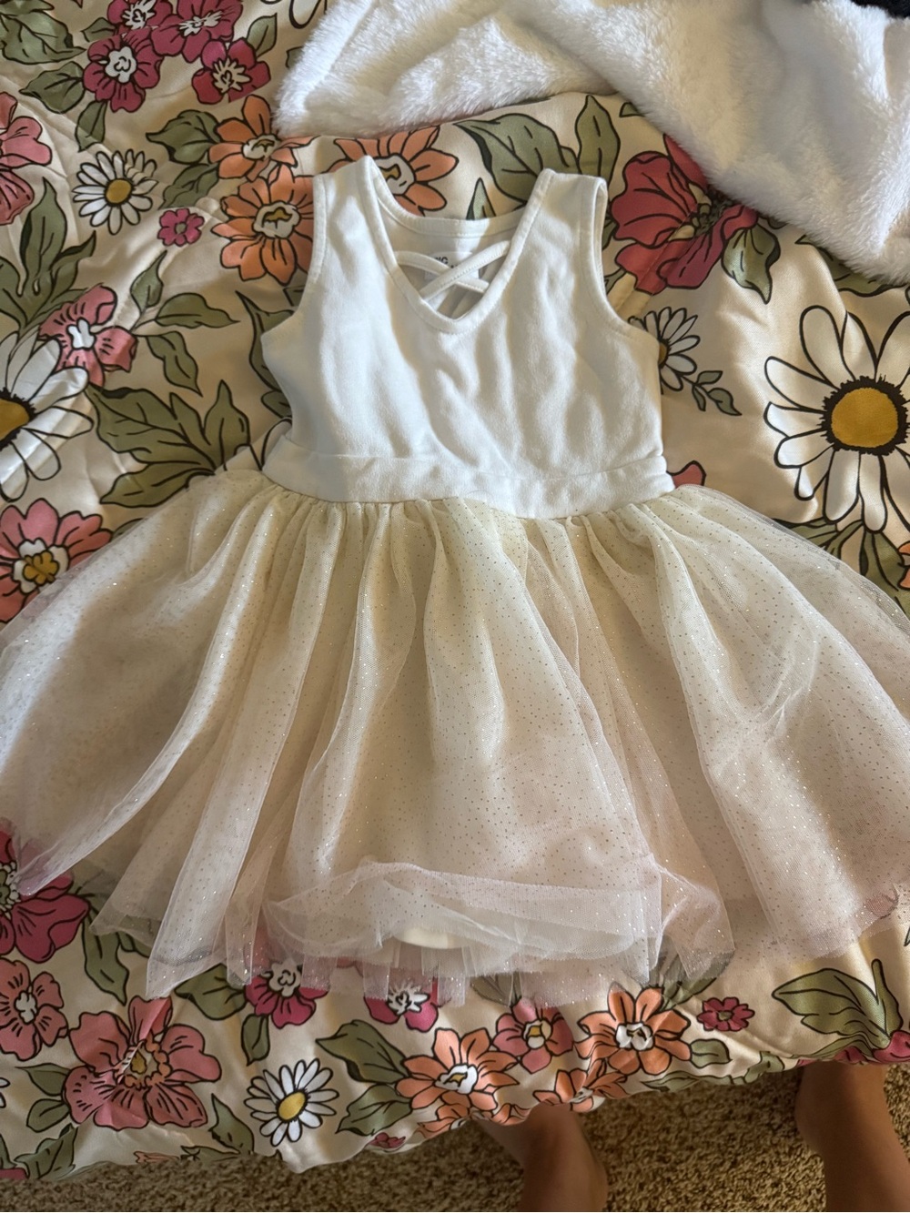 Epic Threads White and Gold Sparkle Tulle Dress